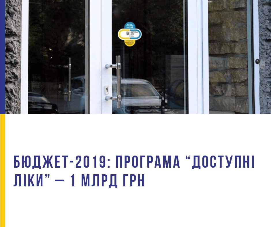 Урядова програма "Доступні ліки". Бюджет - 2019