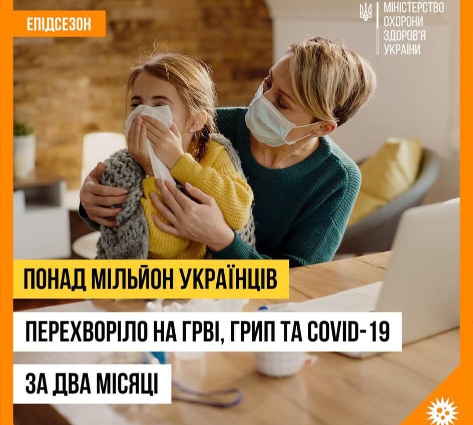 Понад мільйон українців перехворіло на ГРВІ, грип та COVID-19 за два місяці