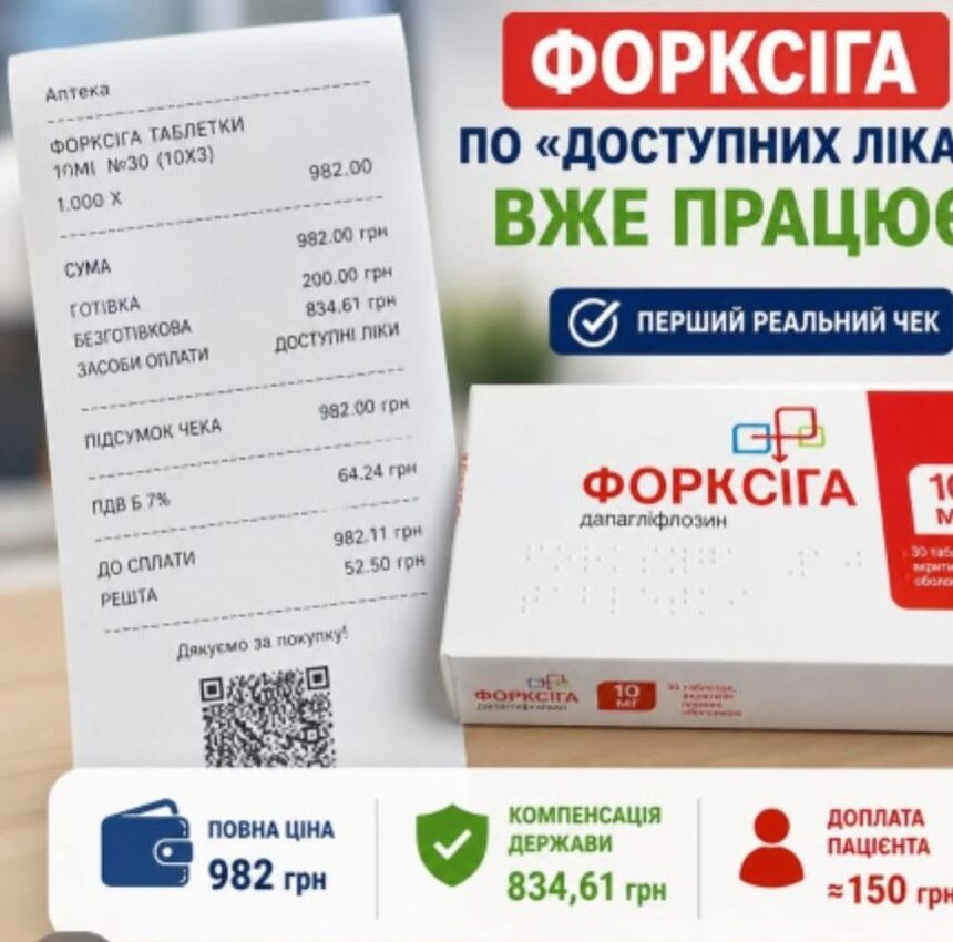 «Скільки коштує Форксіга по “Доступних ліках”?»